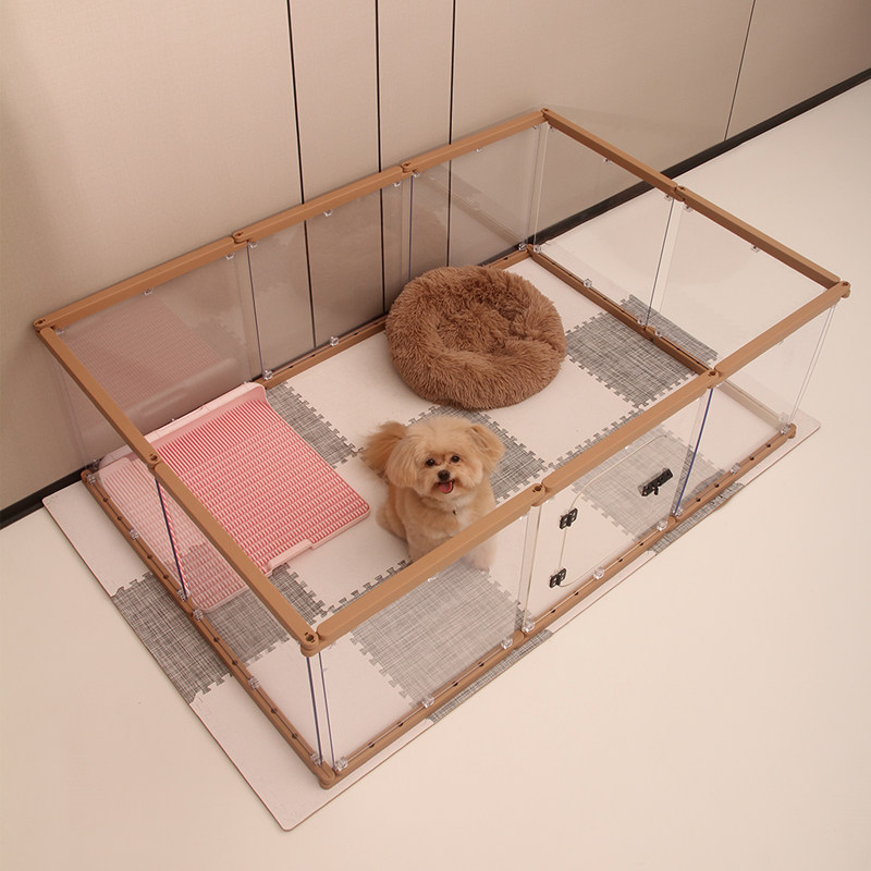 Mengbao Pet Transparent Fence Dog Cage Indoor small dog anti-jailbreak free combination balcony can piece dog nest