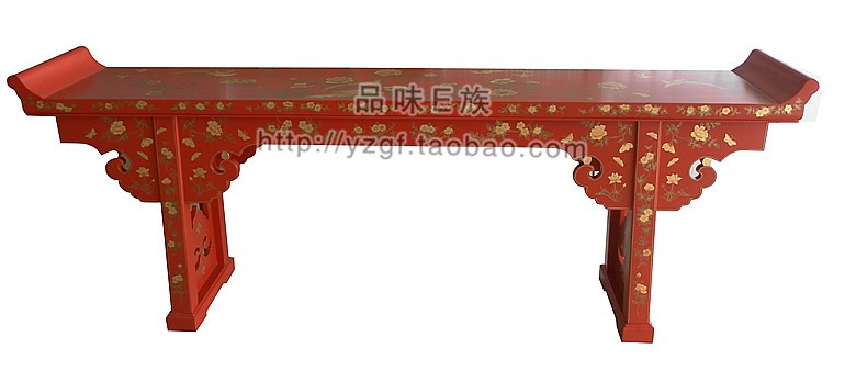 Đồ nội thất sơn mài Dương Châu, sơn đáy màu đỏ, hộp hiên, hộp nến cho bàn phật, bàn ghế cổ điển - Bàn / Bàn bàn gỗ cao su