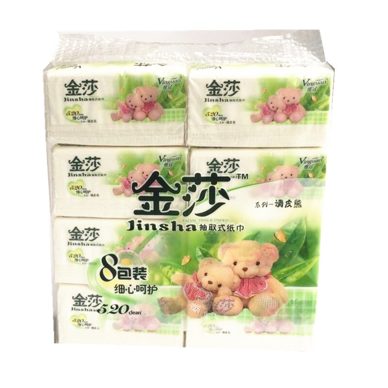 Weiguan Tissue Paper Weiguan Jinsha Removable Tissue Paper Naughty Bear 520 Series Five-Layer Flexible Tissue Paper 10 Packs 80 Packs