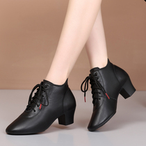 Wu Qilin 2024 new autumn and winter style genuine leather modern dance Latin dance sailor dance modern mother high-top dance shoes