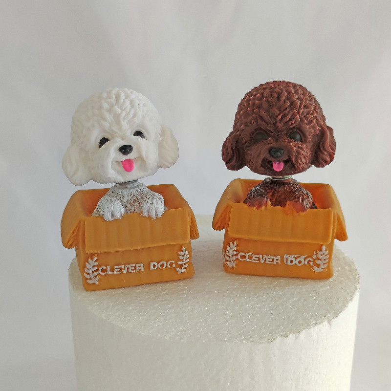 New net red shaking head puppy piece of white brown birthday cake baking decoration