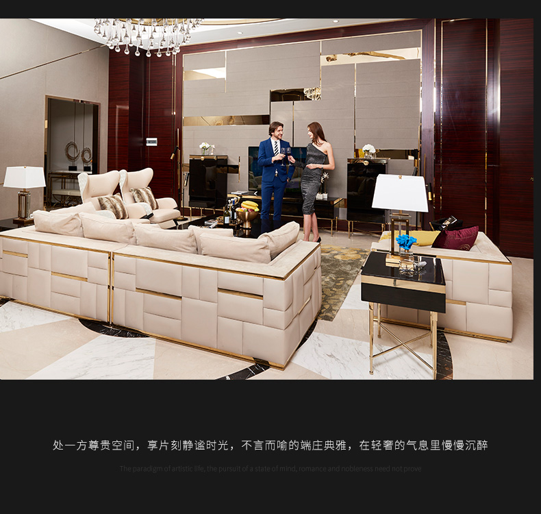 Sau khi ánh sáng sang trọng phòng khách sofa da kết hợp hiện đại của ba khép kín sang trọng theo phong cách Ý Ý đồ nội thất Hồng Kông-phong cách - Ghế sô pha ghế sofa lười