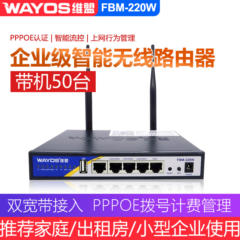 WAYOS Alliance FBM220W Intelligent QOS management wifi certified enterprise class 1100 trillion wireless router firewall PPPOE dial-up management internet behavior management rental house