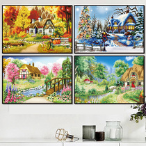 Four Seasons Scenery Cross Embroidered Diamond Embroidered 2021 New Full Drill Living-room Spring Summer Autumn Winter Fields Four United Diamond Paintings