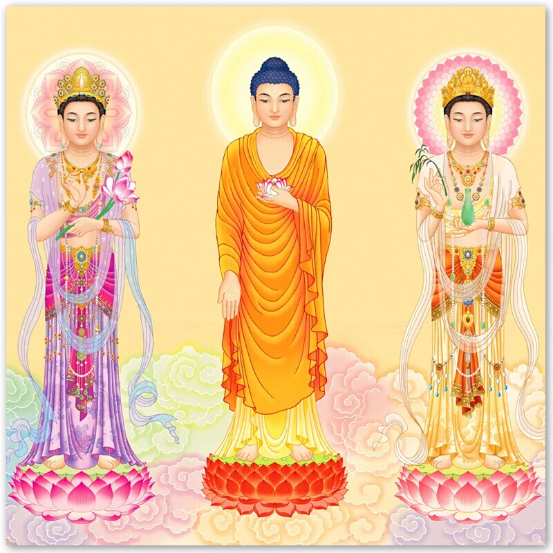 Western Three Saints Cross-stitch Diamond Embroidery 2021 New Buddha Statue Full Diamond Living Room Amitabha Guanyin Diamond Painting 5D