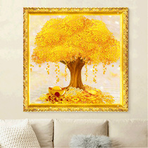 Gold full of Cross embroidered 2021 new full drill Living room Fat Property Tree Merchants Treasure Diamonds Paintings Business Xinglong 5D