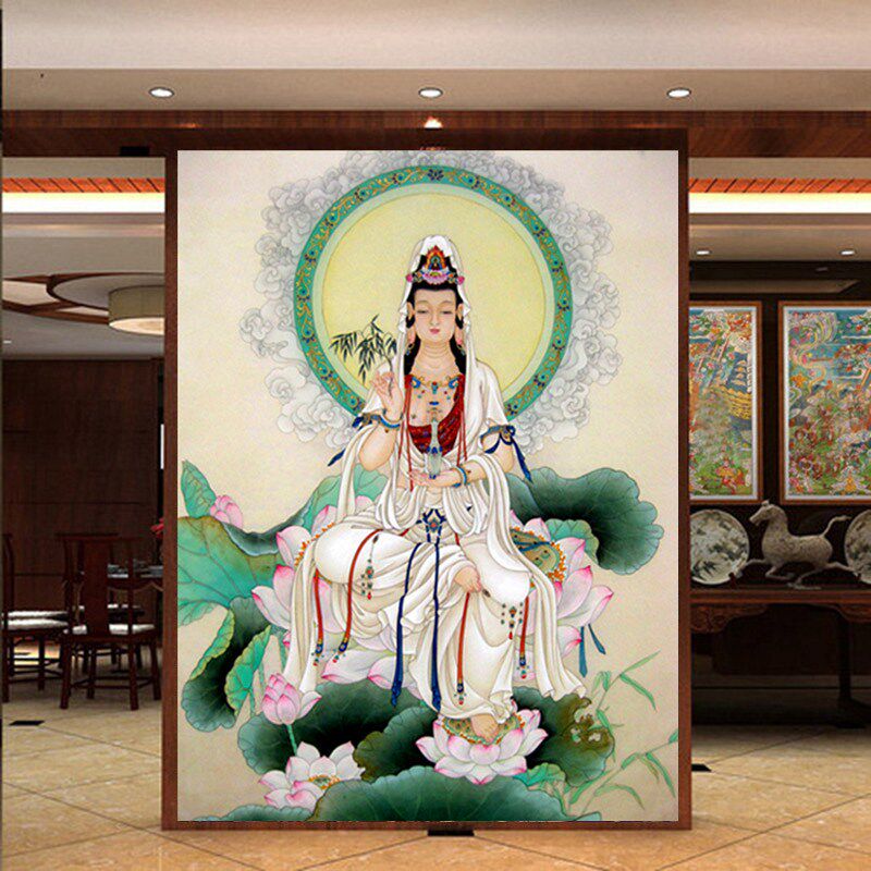 5D Buddha's diamond painting 2021 new full drill living-room with lotus Guanyin BodhisattBodhisattBodhisattva-point Brick Buddhist Series Cross Stitch