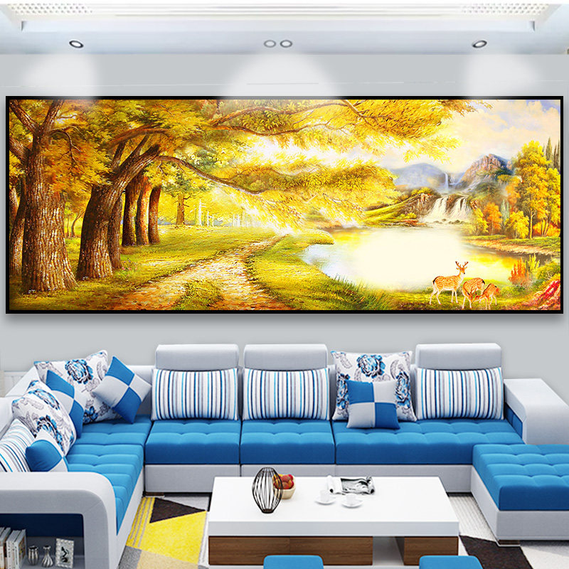 Diamond painting full of diamonds 2022 new 5d living room gold all over the floor simple point brick stone cross stitch scenery fortune tree