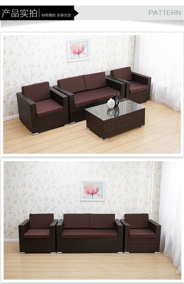 Mây đôi mây sofa giải trí ban công kết hợp ghế mây ngoài trời sofa văn phòng phòng khách đồ nội thất - Bàn ghế ngoài trời / sân bàn ghế đá ngoài trời