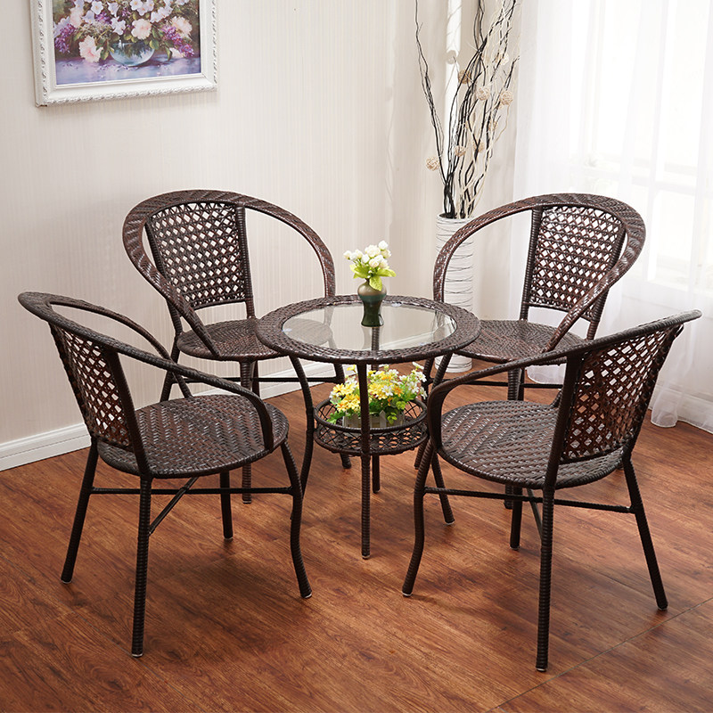 Rattan chair three-piece set balcony table and chair leisure rattan chair combination leisure outdoor garden rattan table and chair coffee table combination