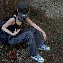 Black American-style functional assault pants for women with multiple pockets for summer outdoor mountaineering straight-leg high-waisted retro overalls