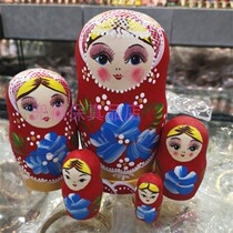 Set doll toy red Russia 5 five-layer frosted hand-painted flowers wooden doll childrens baby birthday gift