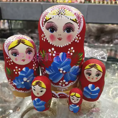 Set doll toy red Russia 5 five-layer frosted hand-painted flowers wooden doll children's baby birthday gift