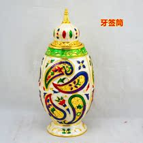 Russian toothpick tube color tin metal alloy exquisite castle new toothpick cylinder toothpick jar qe324