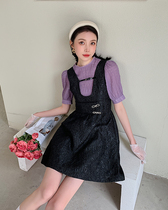 Summer new stars with two sets of high waist design sense niche French temperament waist dress women