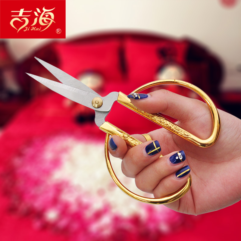 Wedding Golden Creative Dragon Phoenix Scissors Alloy Clippings Wedding Festive items Home Cut Ribbon Scissors Dowry
