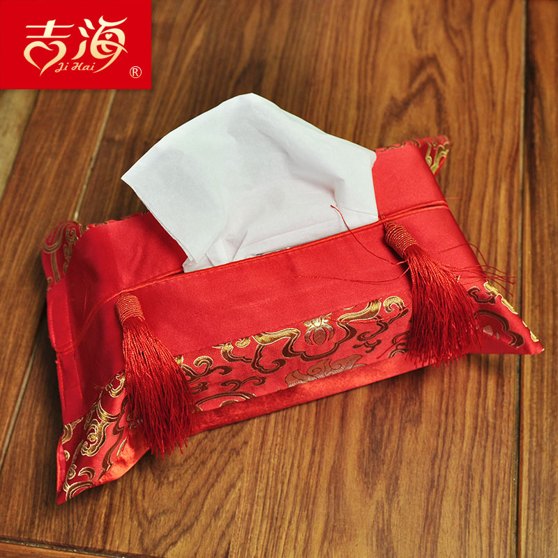 Wedding Wedding Celebration Items Silk Paper Towels Box Cover Chinese Embroidery Streaming Subuyi Wedding room Decorative Extraction Toilet Paper Box Cover