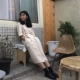 Hàn Quốc phù hợp với màu sắc phù hợp với cổ áo đầm mùa hè thắt lưng qua đầu gối phụ nữ váy đơn ngực kiểu váy - Sản phẩm HOT