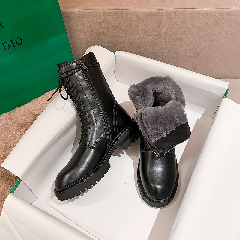 2022 winter style plus velvet thick fur short boots fur all-in-one snow boots northeast large cotton boots thick bottom non-slip waterproof