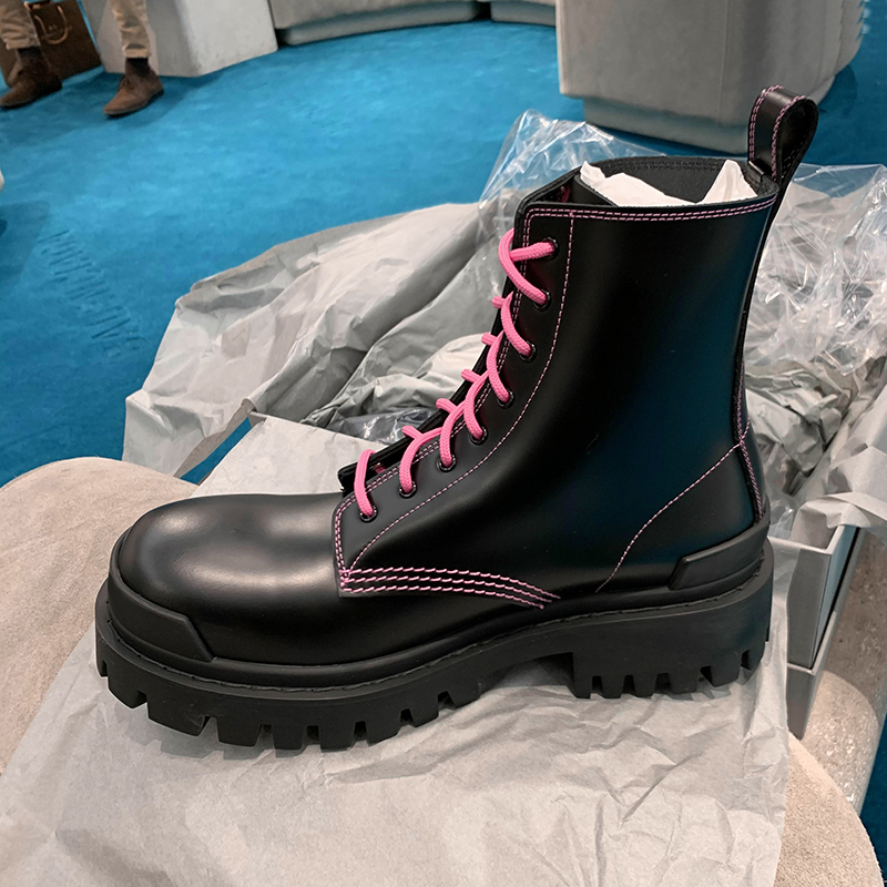 2020 new net red thick bottom Martin boots female Inron wind leather coarse heel short boots handsome gas locomotive boots Paris women boots