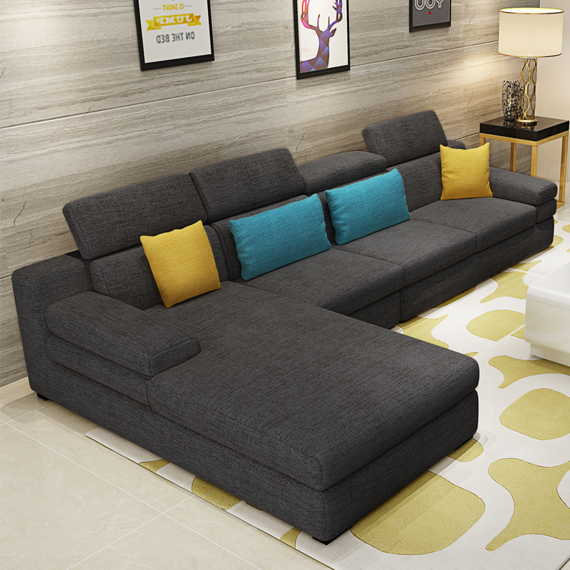 Nordic fabric sofa living room technology cloth simple and modern 2021 new chaise longue small apartment latex cloth sofa
