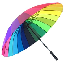 Rainbow umbrella super large men automatic long handle umbrella umbrella folding large double female student Korean children three