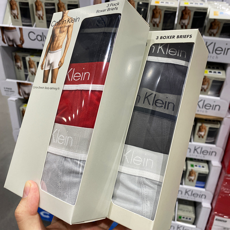 Costco Buys Calvin Klein Ck Men's Underwear 3-Pack Gift Box Antibacterial Breathable Pure Cotton Mid-Waist Boxer Briefs