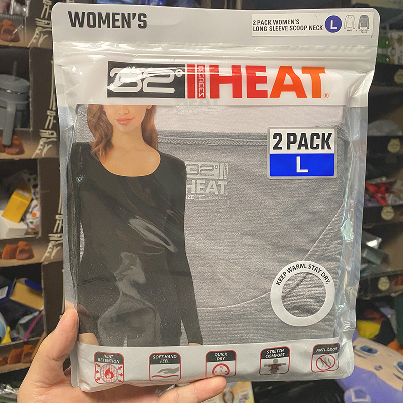 32 ° Heat32 Degree Heat Thermal Heating Women's Round Neck Long-Sleeved Underwear Base Layer Long Style 2 Pieces