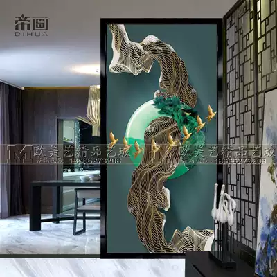 Art glass partition Modern style living room dry and wet partition screen decoration Entrance aisle background wall Ruyi