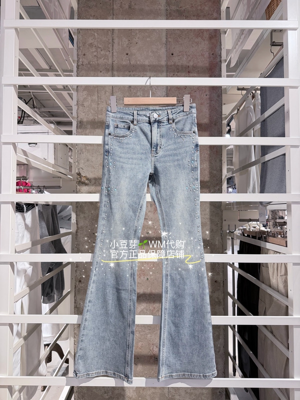 Wm New Product Wmanagement Official Genuine Korean Style Girls' Studded Versatile Slimming Flared Jeans