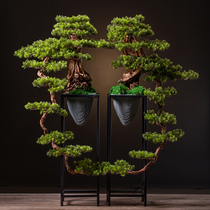 New Chinese style large-scale simulation welcome pine floor ornaments porch corridor model room hotel sales office bonsai decoration