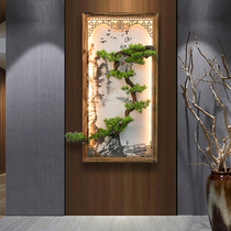 New Chinese solid wood welcome pine pendant creative living room background wall decoration hotel restaurant porch Wall Wall decoration