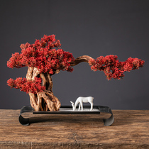 Porch ornaments simulation welcome pine bonsai green planting new Chinese living room hotel home Zen micro landscape decorations