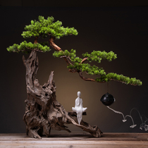 New Chinese style weathered dead wood simulation welcome pine large green plant bonsai Zen ornaments living room porch landscaping decoration