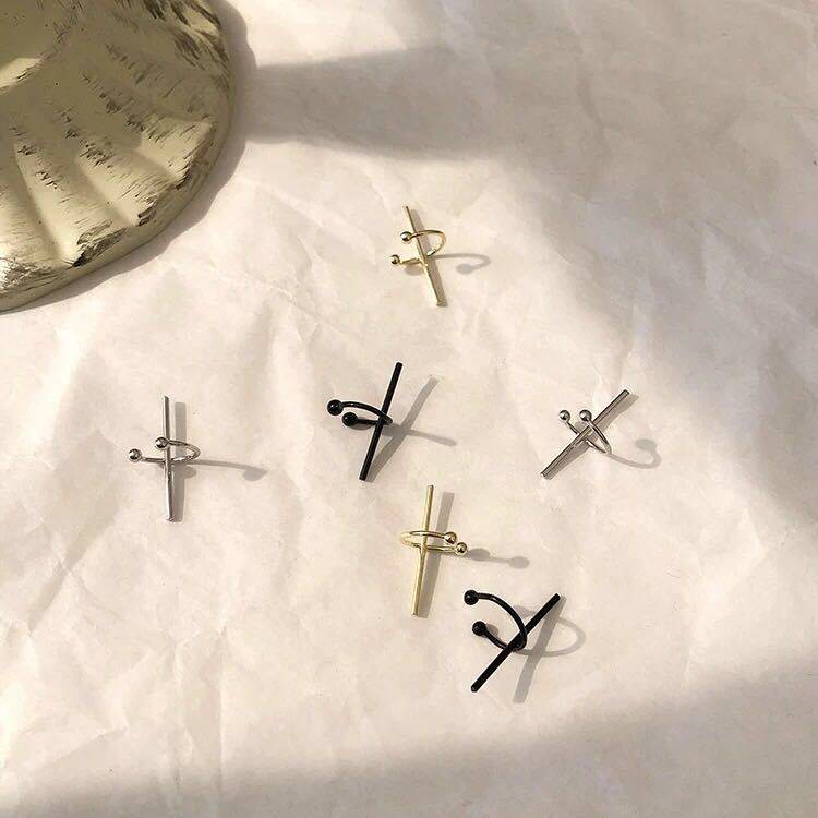 European and American personality all-match ear clips without ear holes female Japanese and Korean temperament simple cross ear bone clip student earrings female