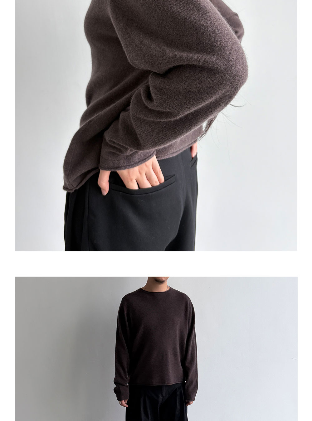 Anniehall 100% Wool Rolled-Edge Sweater