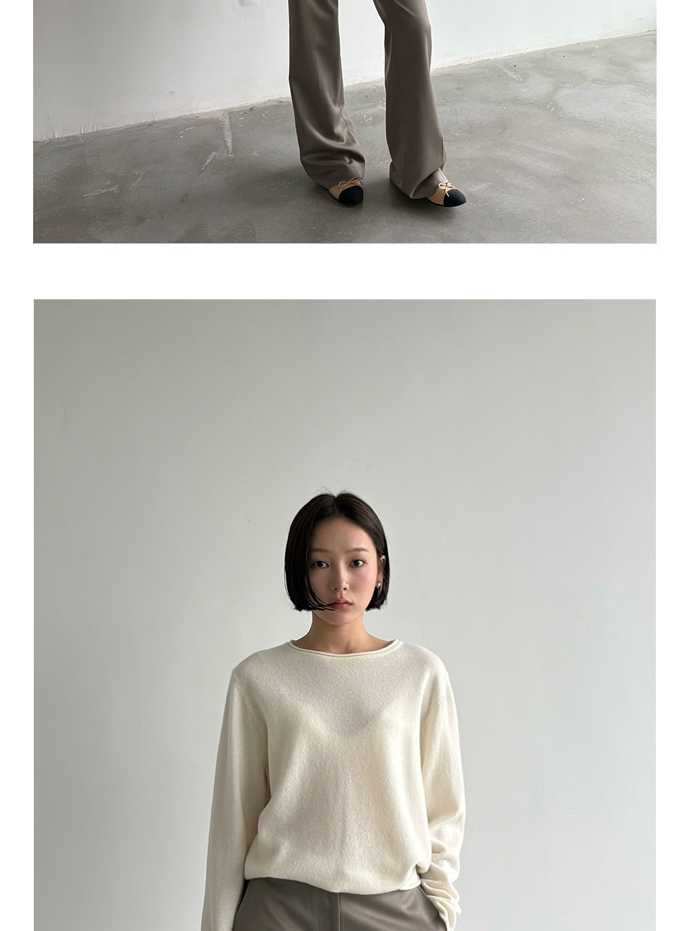 Anniehall 100% Wool Rolled-Edge Sweater
