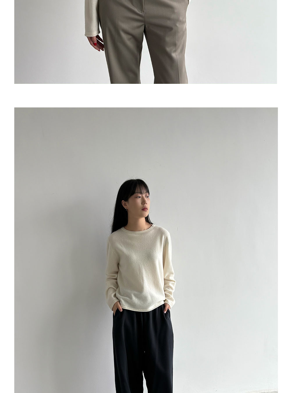 Anniehall 100% Wool Rolled-Edge Sweater