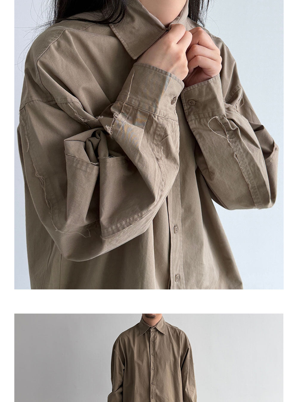 Anniehall Frayed-Edge Oversized Shirt