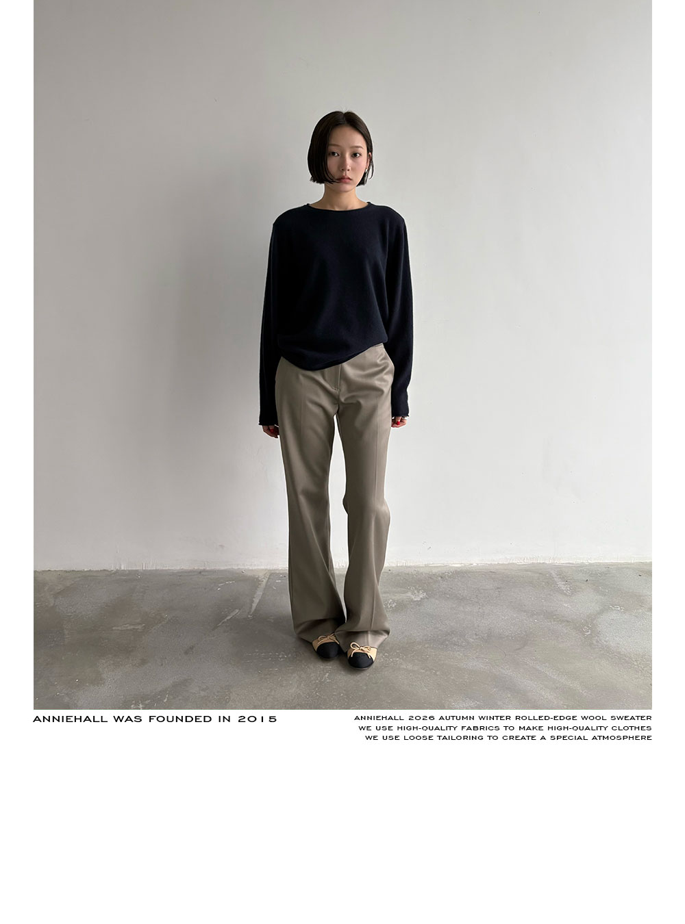 Anniehall 100% Wool Rolled-Edge Sweater