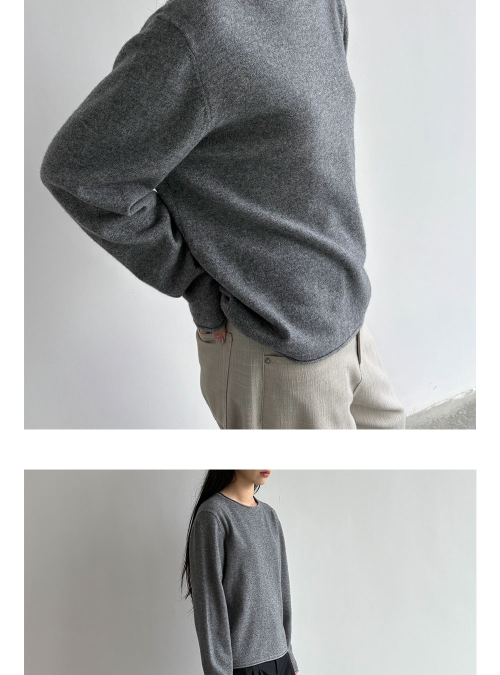 Anniehall 100% Wool Rolled-Edge Sweater