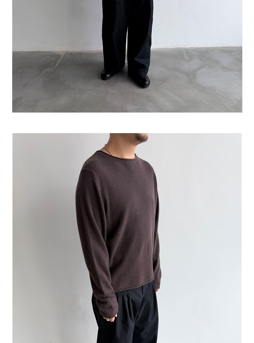 Anniehall 100% Wool Rolled-Edge Sweater