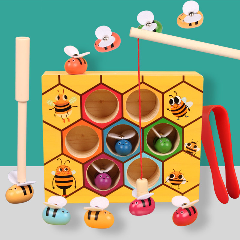 Honeybee clip clip Lemont's early teaching puzzle toy 2-3-year-old boy eye-eye coordinated fine action training