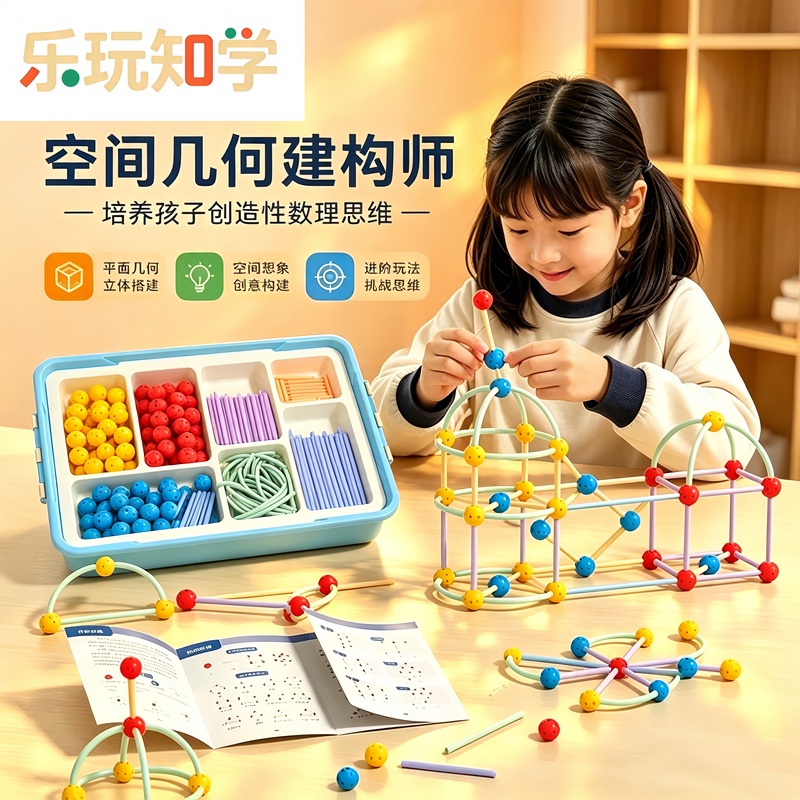 Spatial Geometry Constructor Building Blocks, Plane and Three-Dimensional Figure Construction Teaching Aids, Kidsren's Educational Mathematics Enlightenment Toys