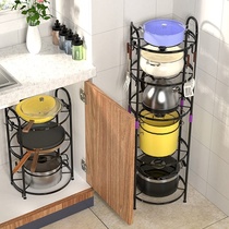 Multi-function rice cooker storage rack Iron pot Household pot rack cooking pot cabinet floor kitchen shelf corner