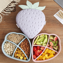 Wheat candy box with lid creative eating melon seed plate snack plate living room dried fruit box split home simple nut plate
