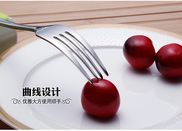 Nĩa thép không gỉ đặt nĩa thịt tráng miệng nĩa trái cây ngã ba Tây Bộ đồ ăn chính ngã ba ý tưởng dễ thương - Đồ ăn tối khay gỗ đựng thức ăn