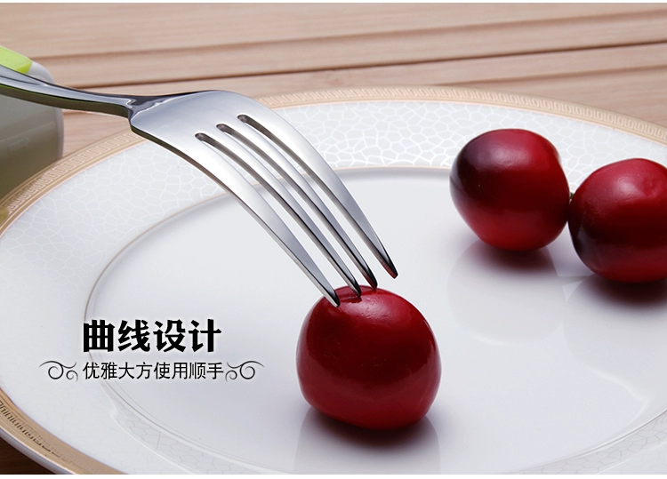 Nĩa thép không gỉ đặt nĩa thịt tráng miệng nĩa trái cây ngã ba Tây Bộ đồ ăn chính ngã ba ý tưởng dễ thương - Đồ ăn tối