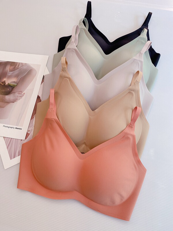 Hemei Underwear Skin Core Fine Strap Push-Up Seamless Invisible Small Chest Wireless Sexy Solid Color Comfortable Bra