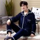 Đồ ngủ nam mùa đông san hô nhung thanh thiếu niên kích thước lớn mùa thu và mùa đông flannel ấm phim hoạt hình phần mỏng phù hợp với dịch vụ nhà pijama lụa dài tay